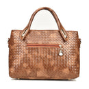 Women 4pcs Bag Set Weaven PU Soft Handbag Should Bag Tote Clutch(Yellow)