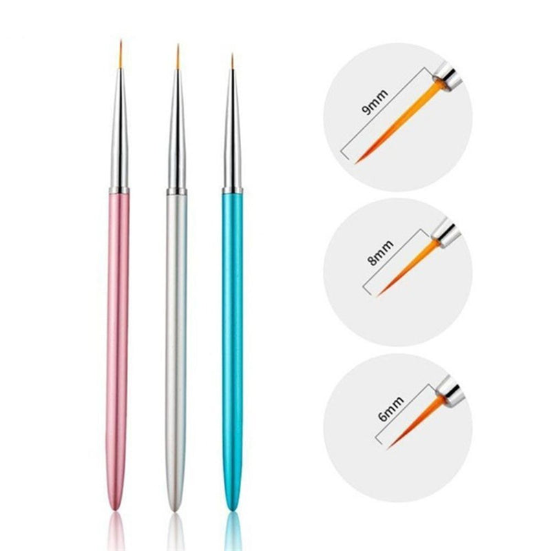 DIY Women Fashion Nail Liner Painting Pen Metal Handle Manicure Tool Nail Art