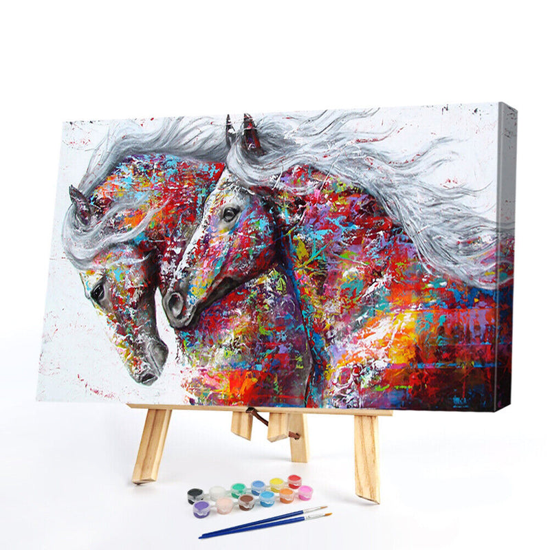 Galloping Horse Oil Paint By Numbers Kits Canvas DIY Hand Painted Wall Picture