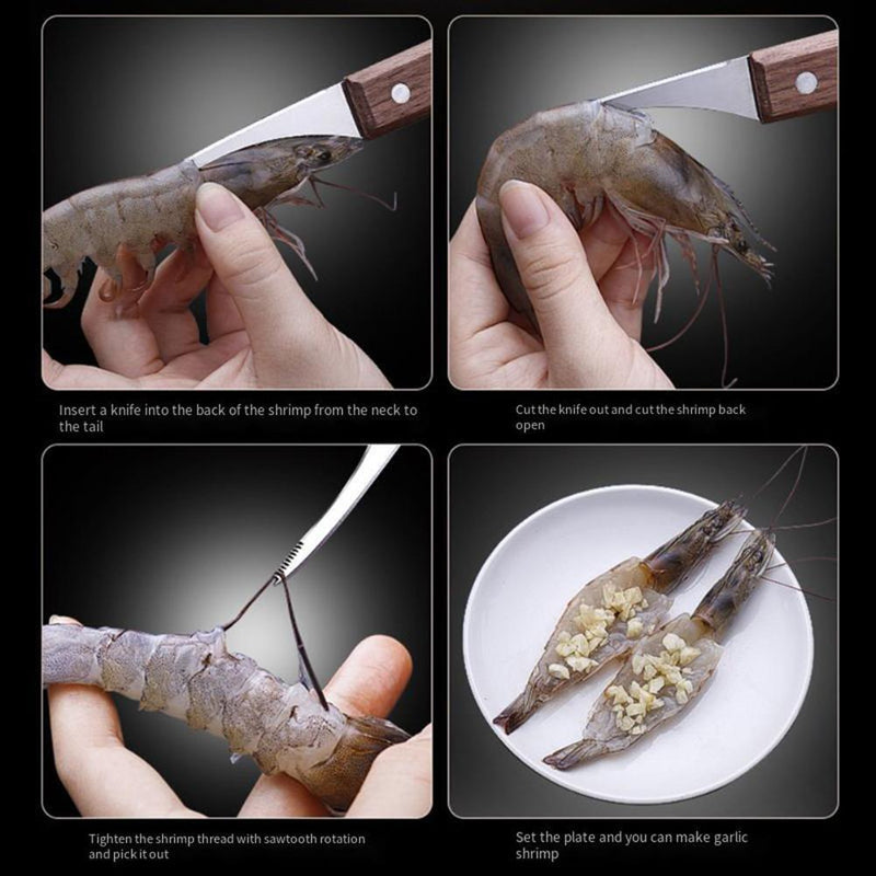 5pcs Stainless Steel Shrimp Line Tool Practical Seafood Tool (A)