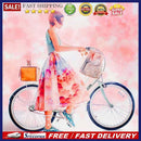 Riding Bicycle Girl DIY 5D Mosaic Full Round Drill Diamond Painting Picture