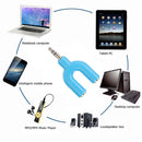 3.5mm Extension Earphone Audio Splitter 1 Male to 2 Female Adapter (Blue)