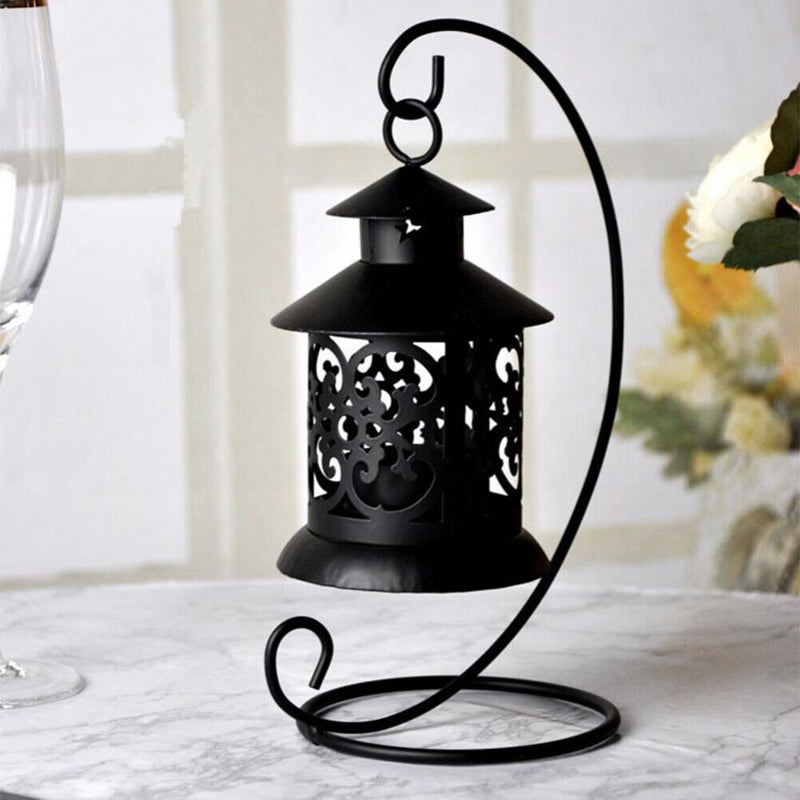 Hollow Candle Holder Hanging Cage Wrought Iron Lantern Candlestick Home Decor