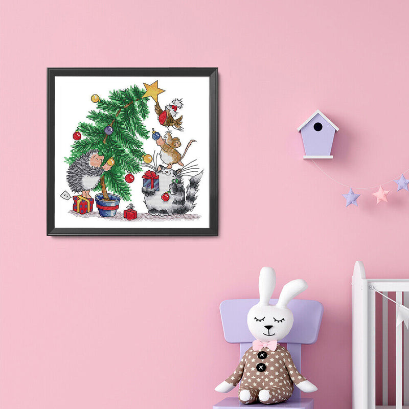Christmas Cross Stitch Kits 14CT Stamped Embroidery DIY Crafts (C357 Gift)