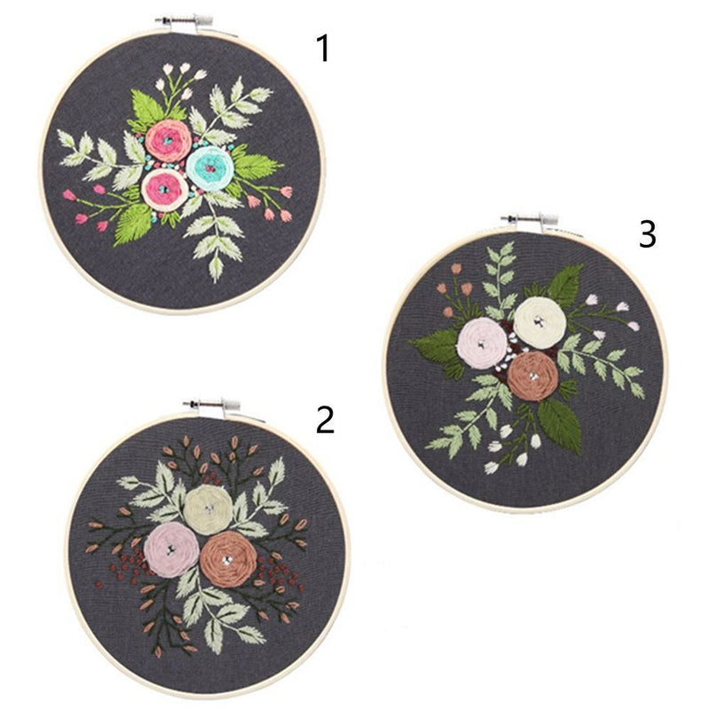Embroidery Cross Stitch Kit Plant Flower Embroidery Set Needlework Tools