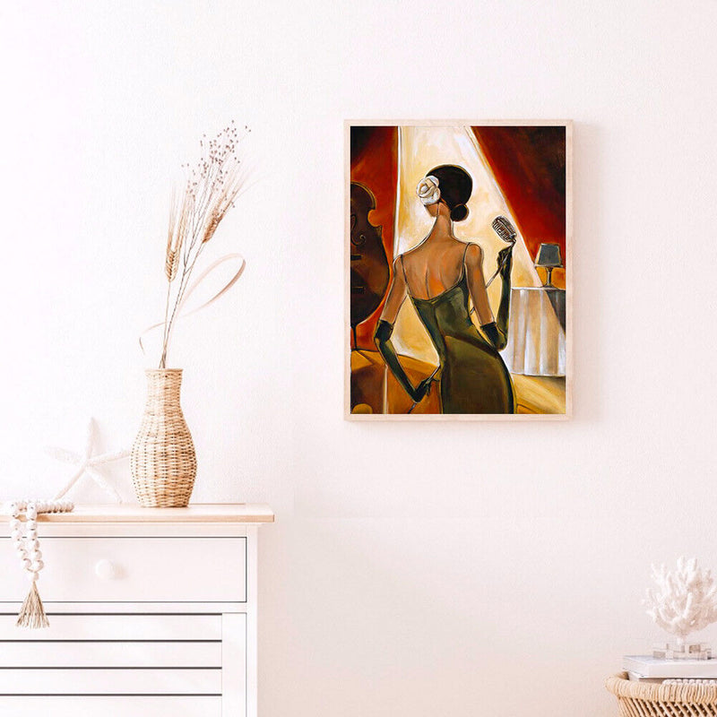 Women Singer Wear Dress Frameless Digital Paint Hand Painted Oil Picture Deco
