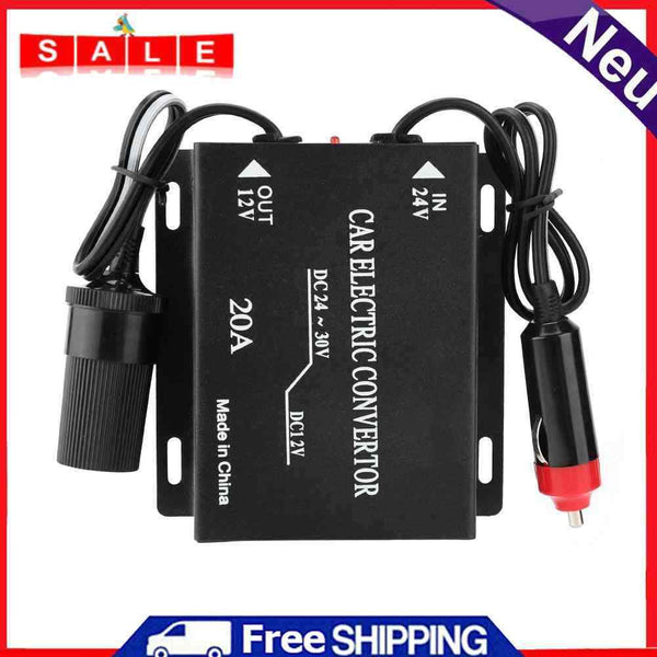24V DC to Car 12V DC 20A Truck Cigarette Lighter Buck Converter Power Adapter