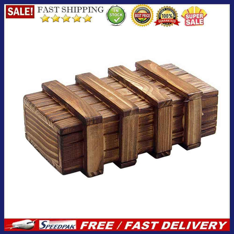 Magic Compartment Wooden Puzzle Box With Secret Drawer Brain Teaser