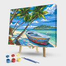 Painting By Numbers Kit DIY Sea Boat Canvas Oil Picture Home Wall Artworks