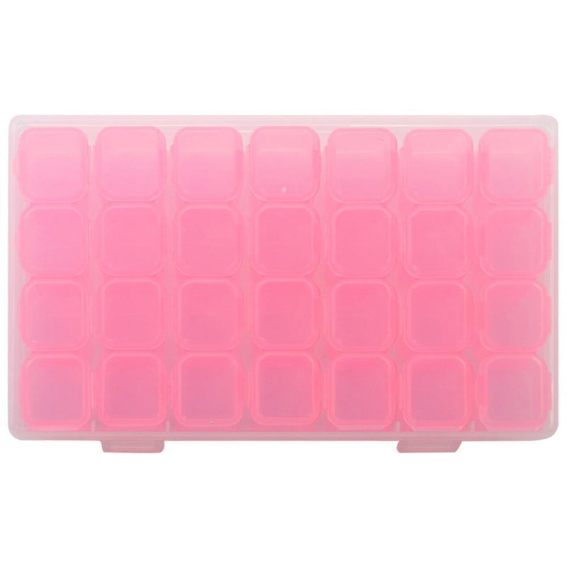 28 Grids Nail Art Storage Box Case Jewelry Organizer Manicure Tools (Pink) Newly