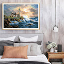 5D DIY Full Drill Diamond Painting Beach Lighthouse Rhinestone Canvas Pictures