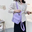 Women Solid Color Backpack Preppy Style School Nylon Mini Rucksack (Purple)
