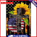 5D DIY Full Round Drill Diamond Painting Flag Flower on Cross Handmade Art Craft