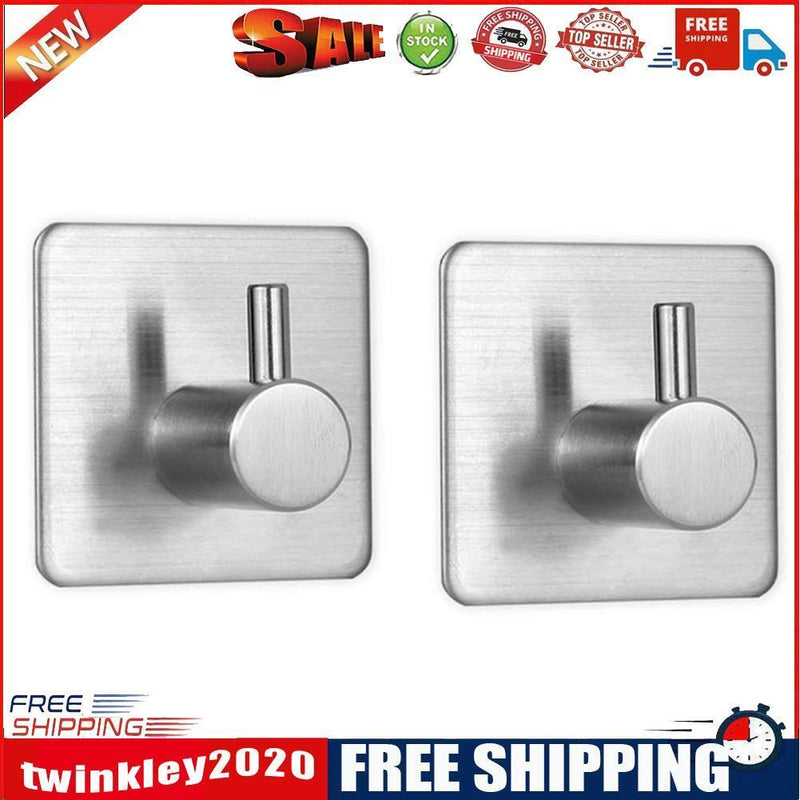 Stainless Steel Bathroom Hook Rustproof Self-adhesive Kitchen Hanger (2pcs)