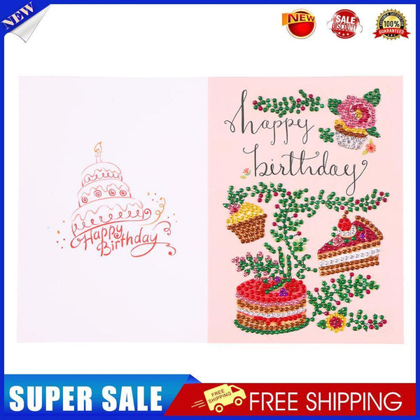 Special Shaped 5D Diamond Painting Happy Birthday Card DIY Postcard (KP022)
