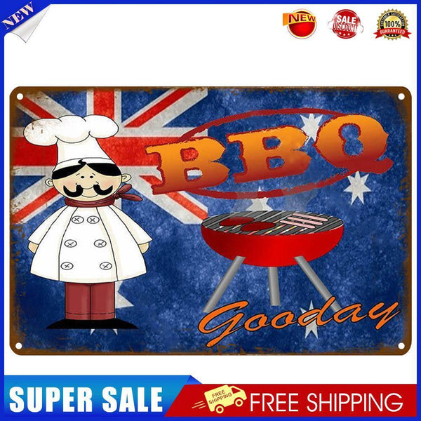 Retro BBQ Chef Metal Plate Painting for Bar Pub Tin Plaques Wall Signs