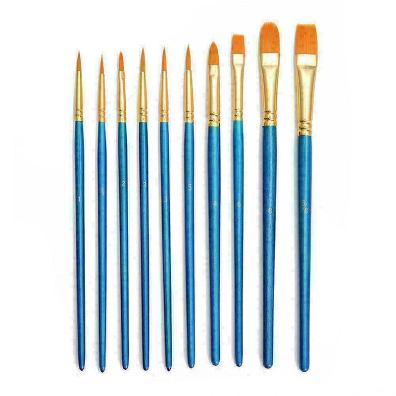 10Pcs Art Paint Brush Artist Brushes Set Fine Pointed Color H0D2