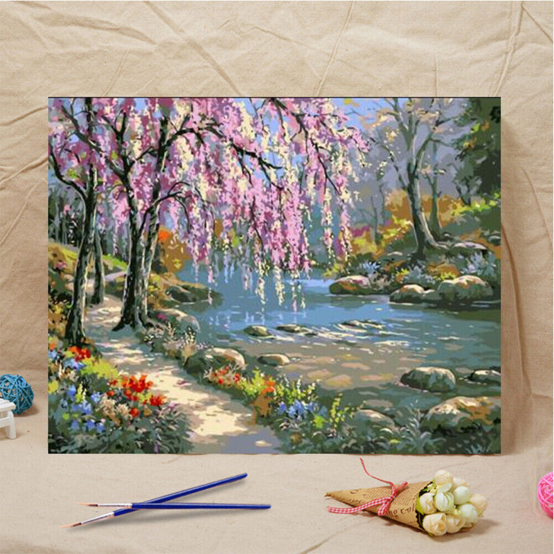 Y Painting by Numbers Romantic Creek Oil Painting on Canvas Hand Painted, Landscha