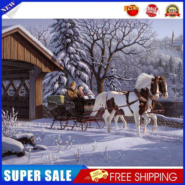 DIY Paint By Number Kit Snow Carriage Scenery No Frame for Home Decoration