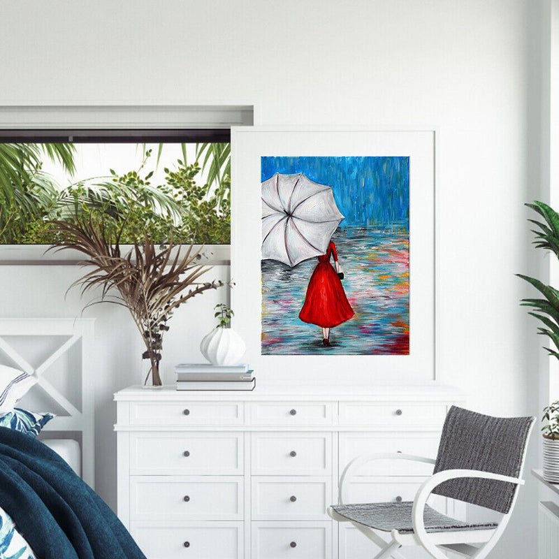 Woman with Umbrella Acrylic Oil Paint By Numbers Canvas Drawing DIY Hand Painted