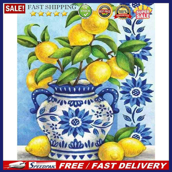 Frameless Oil Paint By Numbers DIY Lemon Picture Craft Kit for Home Living Ro