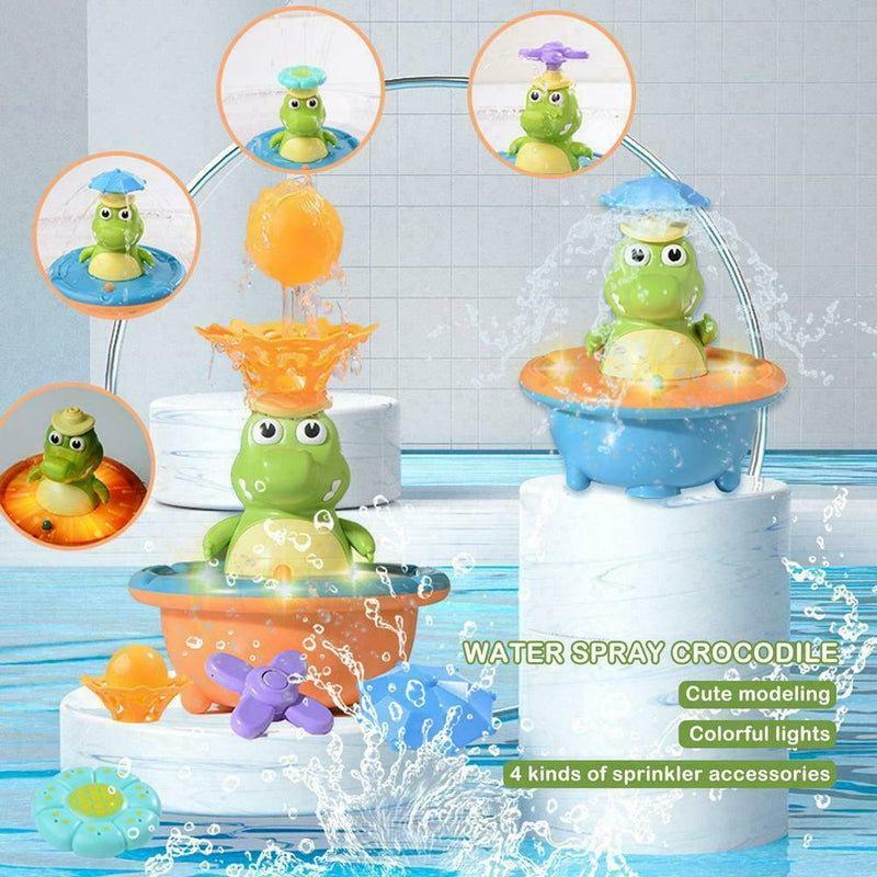 Baby Bath Toys Cute Crocodile Automatic Water Spray up Bathly Sprinkler F8E2