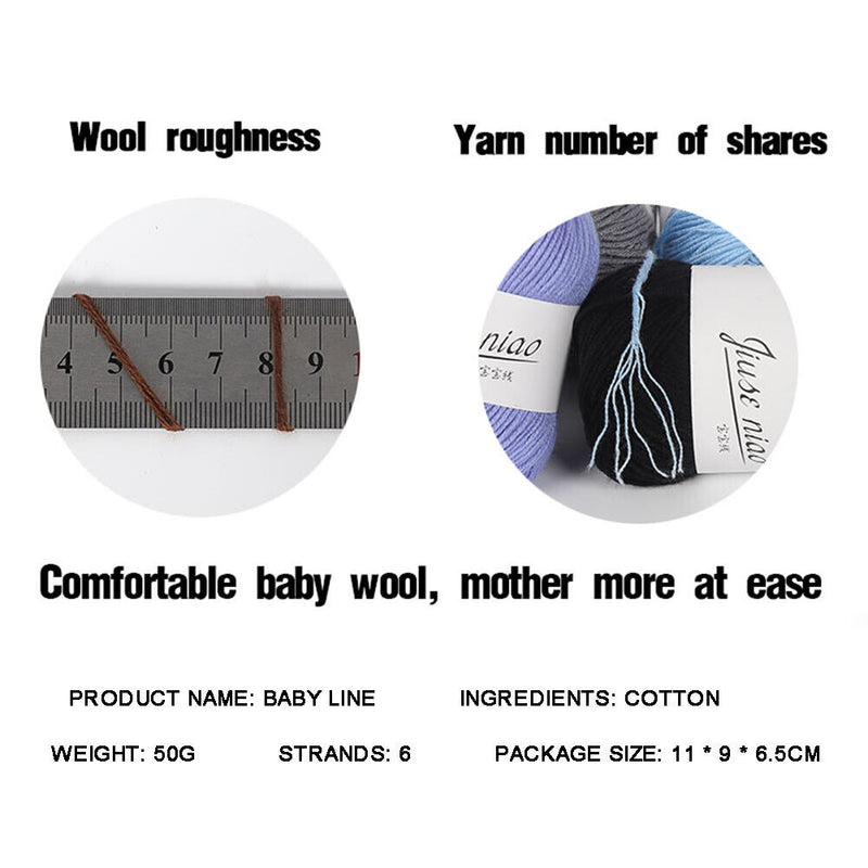 1 Roll 6 Strands Spun Cotton Ropes Baby Knitwear Pure Cotton Yarn Twine Thr