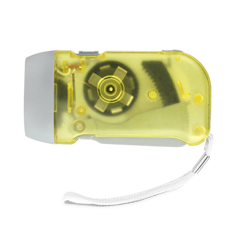 LED Hand Pressing Dynamo Flashlight Lamp Portable Hand Crank Torch (Yellow)