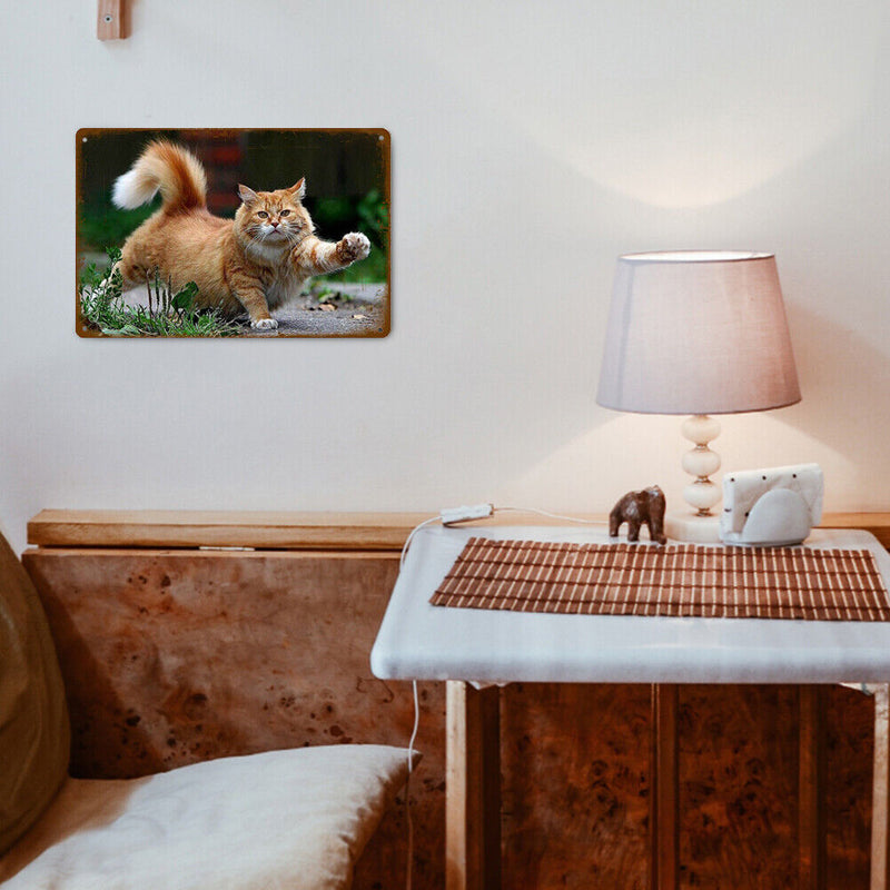 Lawn Cat Metal Retro Tin Sign Poster Wall Plate for Living Room Accessories