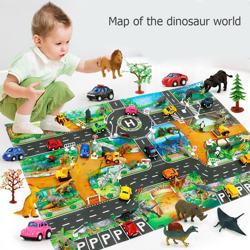 Dinosaur Traffic Road Baby Play Mat Kids Climb Floor Game Pad (83 X 57cm) Newly