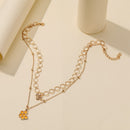 Korean Hollow Circle Choker Women Double Layer Bee Pendant Necklace Jewelry Gift