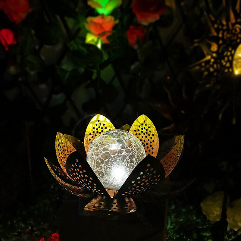 Solar LED Flower Light Artificial Hollow Lotus Garden Landscape Ornaments
