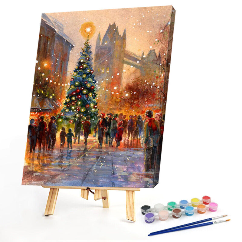 DIY Digital Picture Christmas Tree Frameless Oil Painting By Number Handicraft