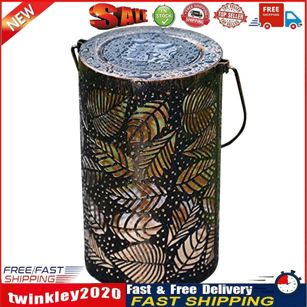 LED Solar Lantern Light Outdoor Waterproof Hollow Leaf Projection Lamp (A) Newly