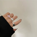Crystal Double Layer Heart-shaped Aadjustable Jewelry Popular Accessories Ring