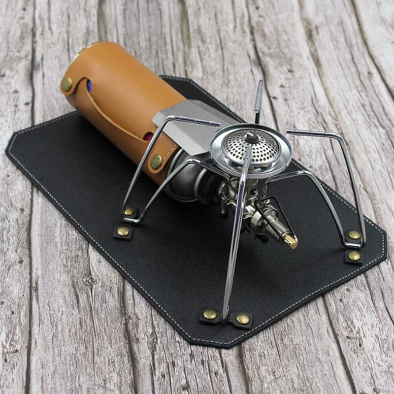 Vegetable Tanned Leather Outdoor Camping Pad for SOTO ST310 Stove (Black) Newly