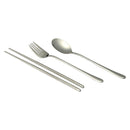 4pcs Stainless Steel Dinnerware Set Portable Chopsticks Spoon Fork Tableware