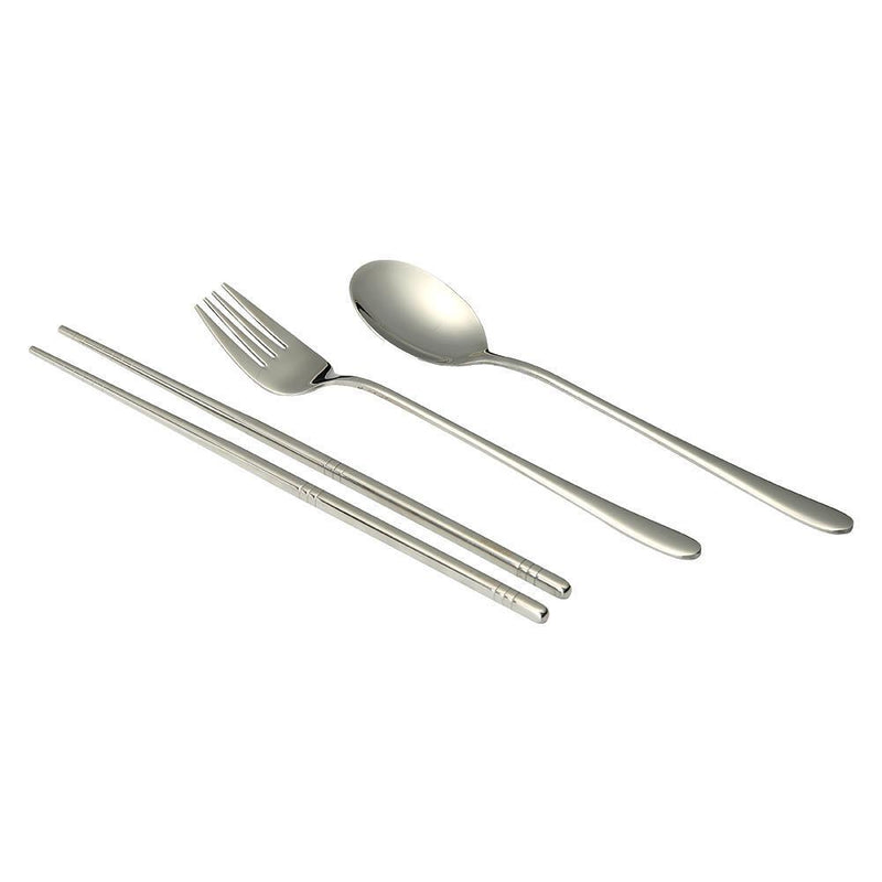 4pcs Stainless Steel Dinnerware Set Portable Chopsticks Spoon Fork Tableware