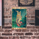 Retro Mermaid Cat Metal Plate Painting for Bar Pub Tin Plaques Wall Sign