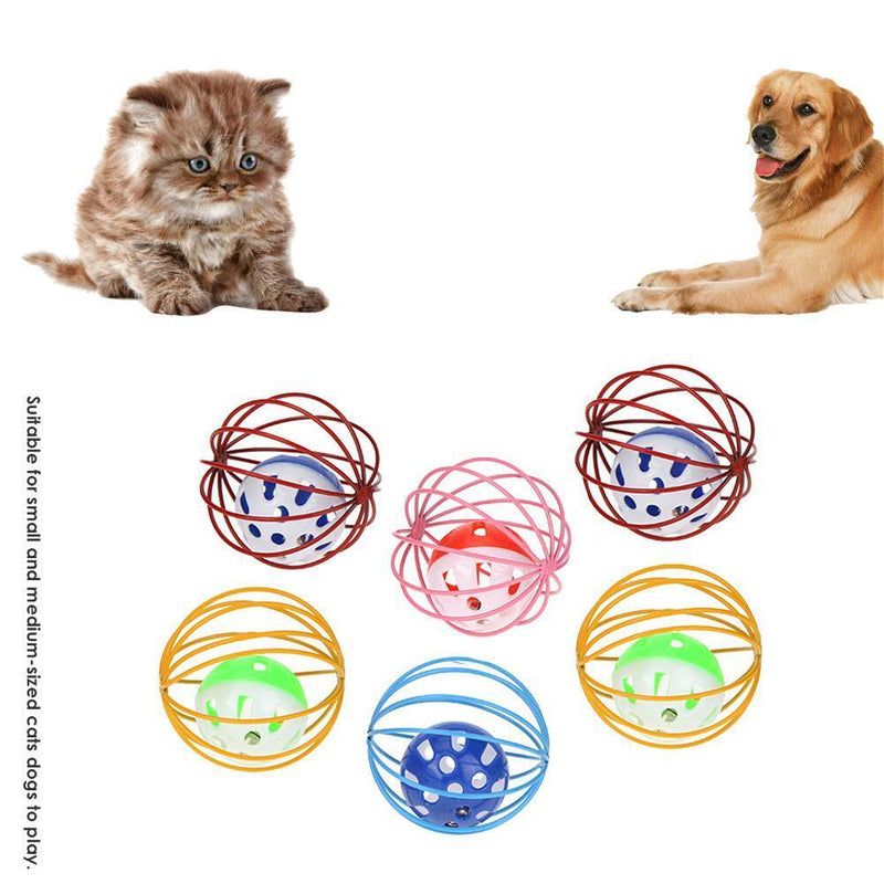 6.5cm Pet Cat Rolling Cage Ball Kitten Artificial Feather Interactive Toys