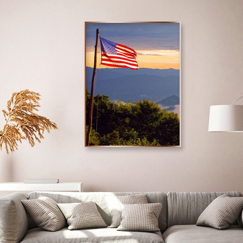 Full Drill Square Diamond Painting Kit DIY 5D American Flag Rhinestone Drawing