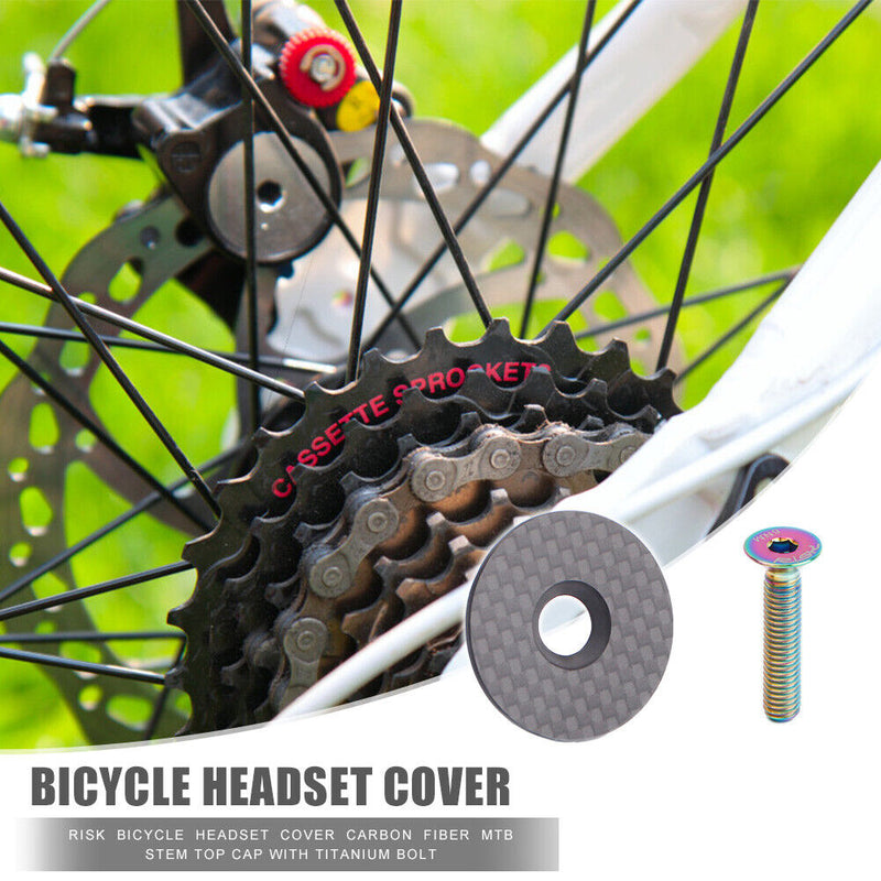 RISK Bicycle Headset Cover Carbon Fiber MTB Road Bike Stem Top Cap (31.8mm)