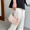 Retro Women Plaid Printing Shoulder Underarm Bag Casual Ladies Small Hobos Purse