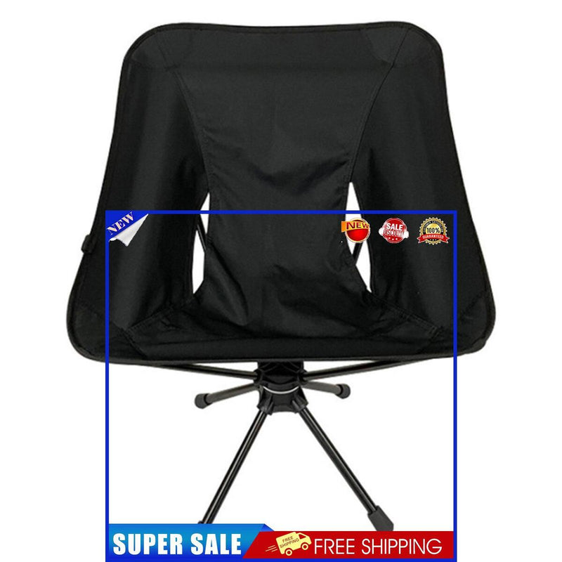 Portable Camping Chair-Outdoor Lightweight Folding Rotatable Chair (Black)