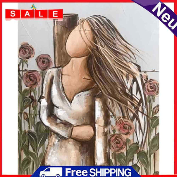 Girl by Garden Oil Paint By Numbers DIY Frameless Drawing Picture Kit for Adults