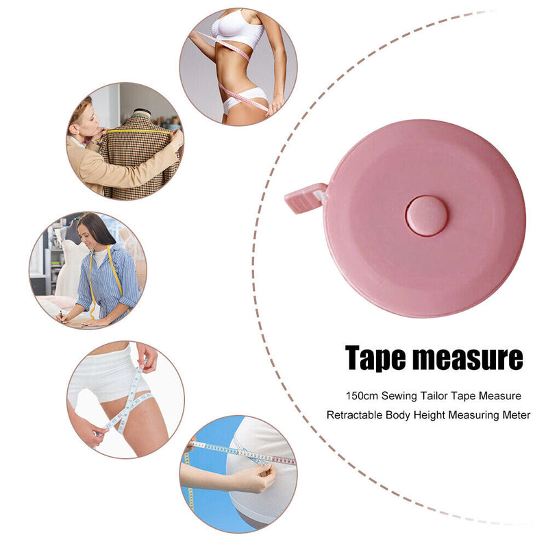 150cm Sewing Tape Measure Retractable Body Height Measuring Meter (Pink) Newly