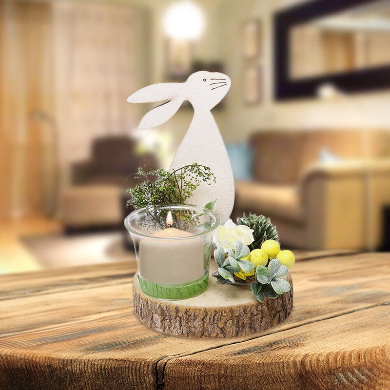 Easter Bunny Flower Candlestick Happy Easter Decor for Home Table Ornaments