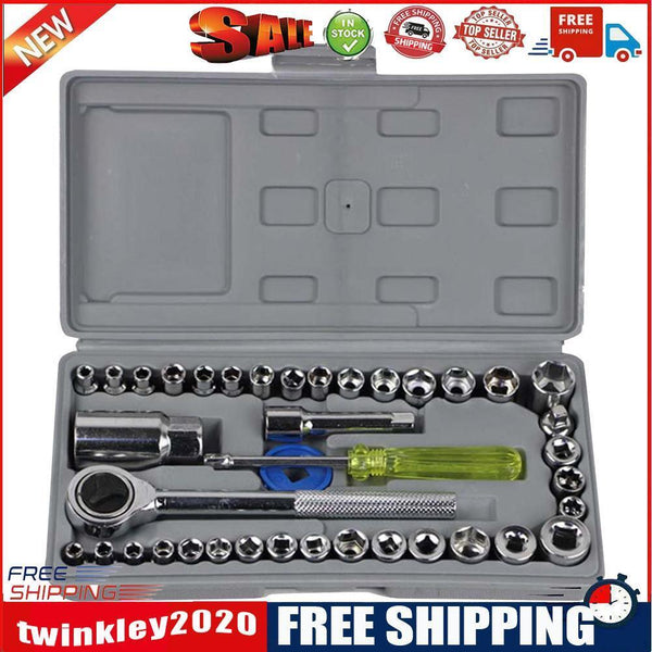 40pcs Drive Ratchet Wrench Set Automobile Motorcycle Repair Hand Tool Kit