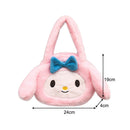 Women Lovely Plush Cartoon Rabbit Tote Bag Casual Purse Handbags (Black S)