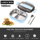 Stainless Steel Containers Portable Leakproof Insulation Box (Blue 2 Grid) Newly